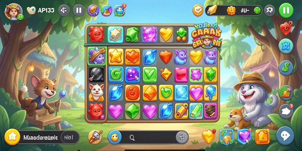 Tampilan menarik dari gameplay Match-3 API33 yang penuh warna.