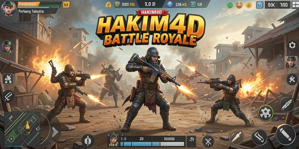 Gameplay HAKIM4D yang seru dan mendebarkan dalam pertempuran Battle Royale.
