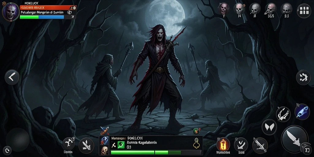 Screenshot gameplay HOKILUCK yang memperlihatkan suasana mencekam.