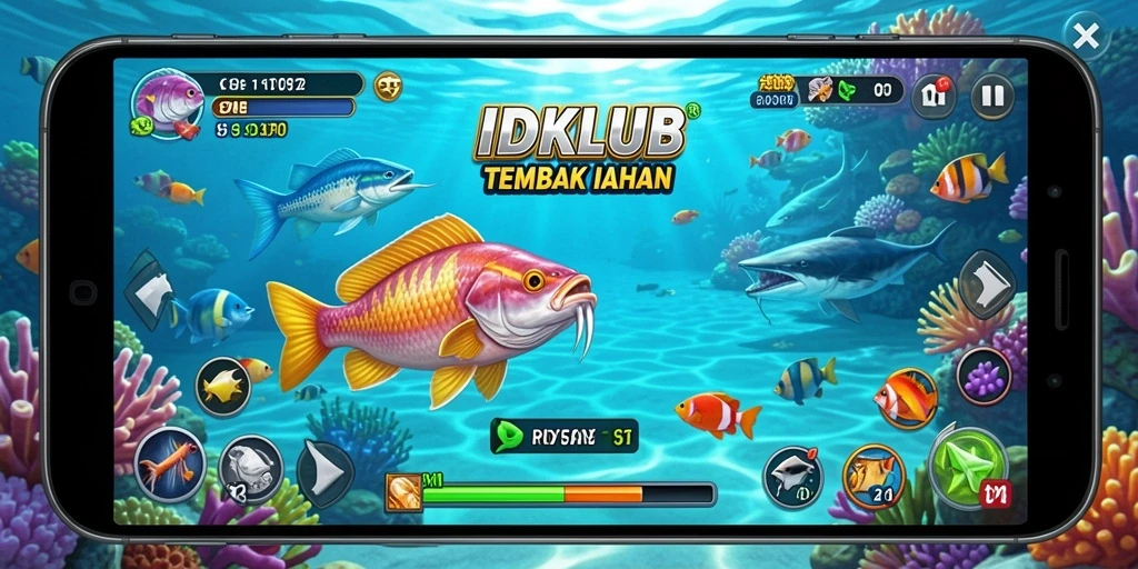Tampilan gameplay seru dalam game Tembak Ikan IDKLUB.