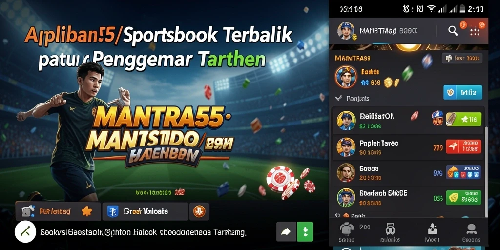 Tampilan menarik dari aplikasi MANTRA55 saat bertaruh di berbagai olahraga.