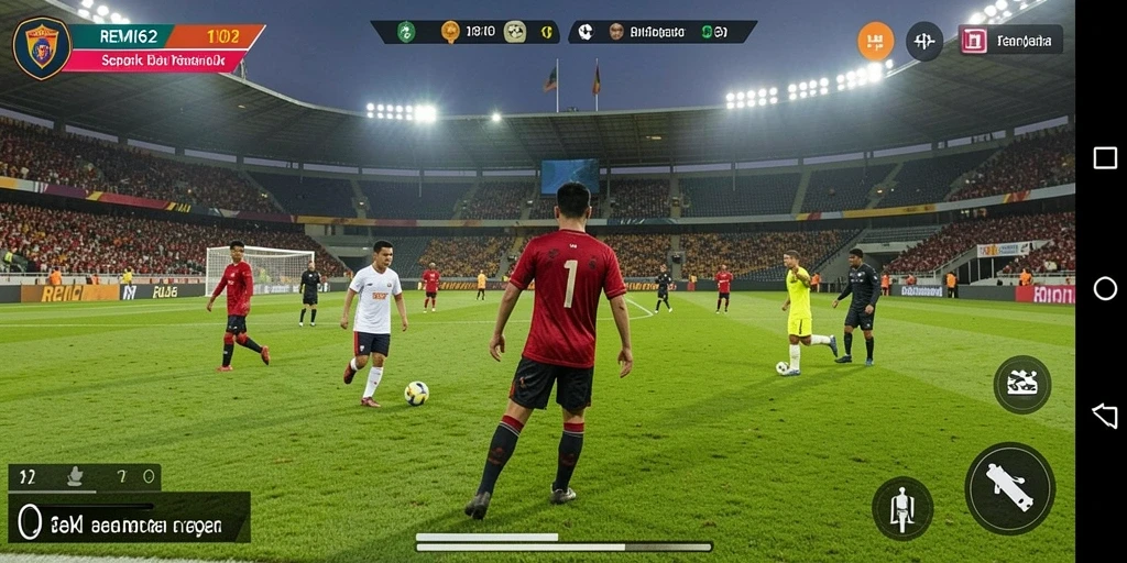 Tampilan gameplay seru dalam REMI62 dengan aksi pertandingan sepak bola.
