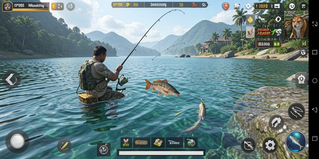 Tampilan gameplay menakjubkan dalam game memancing RP886.
