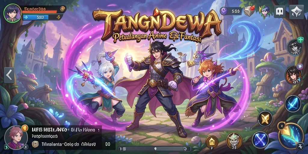 Tampilan gameplay TANGANDEWA dengan karakter anime yang menarik.